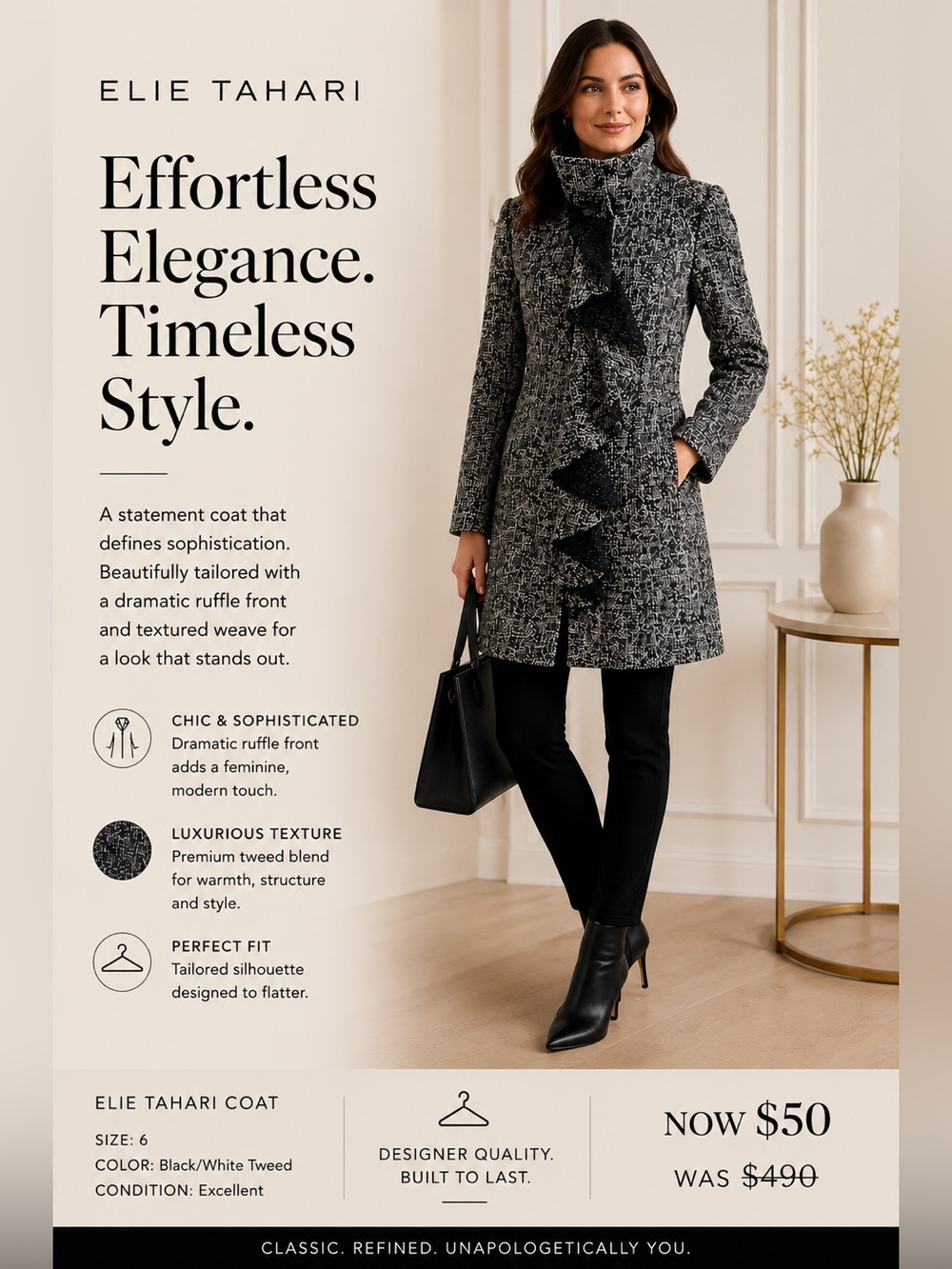 Elie Tahari coat size 6